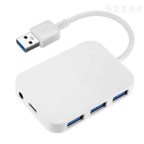 USB Type C Hub OTG Adapter 5 in 1 Type-C to 3 2.0 Splitter with 3.5mm Jack Audio Hearphone Converter for MacBook Pro/Air