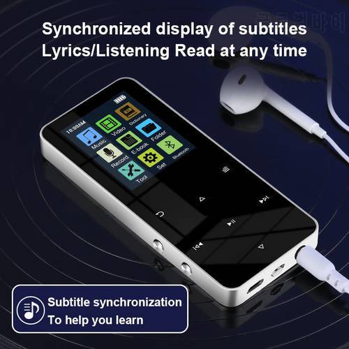 NEW2.0 inch metal touch button MP3 MP4 music player Bluetooth 5.0 support card, with FM radio alarm clock clock e-book built-in