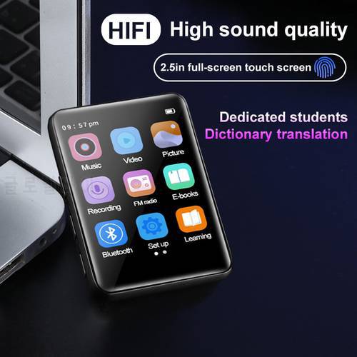 2.5 Inch Full Metal Screen Mp3 Mp4 WalkmanWomen Men Version Mini Ultra-thin Bluetooth 5.0 Portable Touch Screen FM Music Player