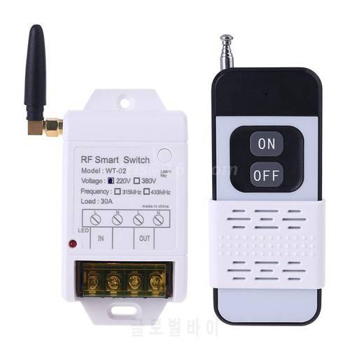 315MHZ 433MHZ + 220V 30A Relay Wireless Remote Control Switch Receiver with Led Light 2000M Transmitter