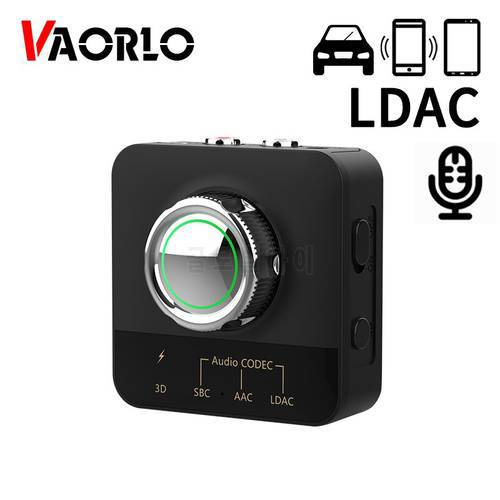 VAORLO Bluetooth Audio Receiver 3D Stereo Surround Sound With Mic LDAC/AAC/SBC CODEC 3.5mm AUX RCA Hi-Res Music Wireless Adapter