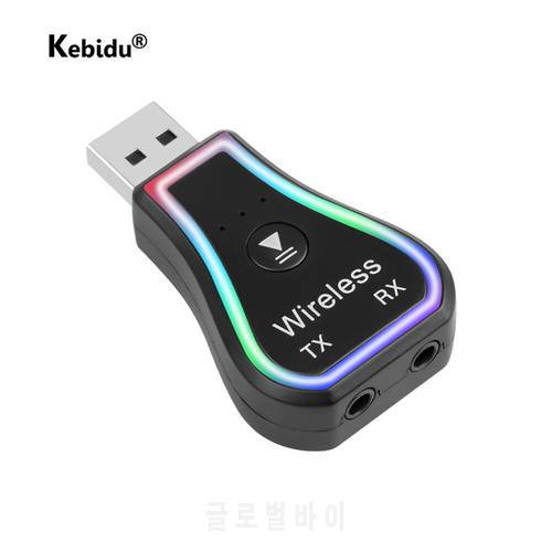 Audio Bluetooth 5.0 Audio Receiver Transmitter 7 Colors Led Backlit Wireless Car 3.5mm Audio Adapter For Headphone TV Computer
