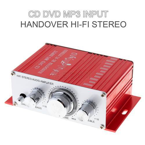 Mini Stereo Amplifier Hi-Fi 12V Auto Car Power Amplifier Stereo Audio Amplifier CD DVD MP3 Input for Motorcycle Boat Home Audio