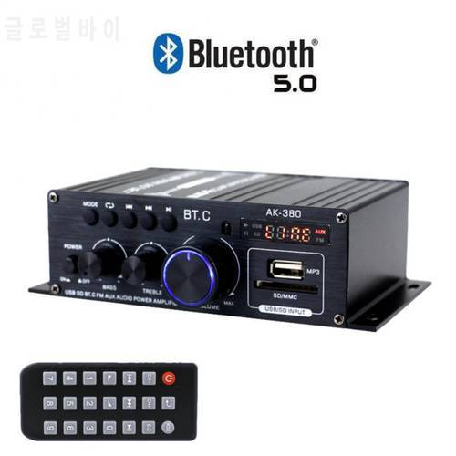 AK380 800W Power Amplifier Amplifier 2 Channel Class D Mini HiFi Stereo Power Home Theater Amplifier Supports FM Stereo Radio