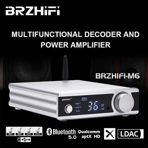 BRZHIFI M6 HiFi Stereo LDAC Bluetooth 5.0 MA12070 Power Amplifier With Active Subwoofer Headphone Amp USB/OPT/COAX DAC Decoder