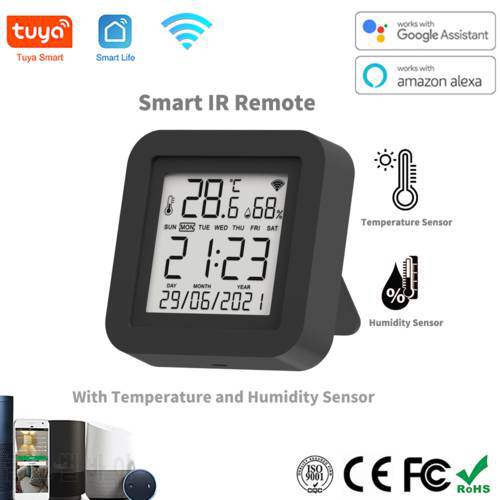 Tuya Smart WiFi AC TV Universal IR Remote Controller with Temperature Humidity Sensor Display Work with Alexa Google Home