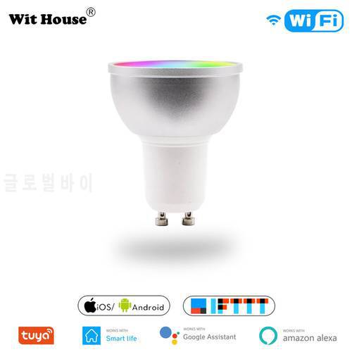 Tuya WiFi Smart Bulb LED Lamp cup 5W RGB+WW+CW Support Tuya/Google Home/IFTTT Remote Voice Control Led Lamp GU10