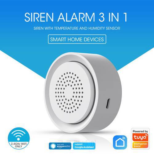 Tuya Smart Life Wireless WiFi Siren Alarm Multiple Sound Selection Sensor Sound Light Alarm Siren With Alexa For Home Security