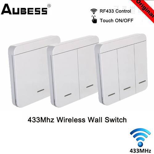 Aubess Wall Smart Light Switch 433 MHz Wireless Remote Control Wiring Free Remote Random Paste Smart Home Light Switch 1/2/3Gang