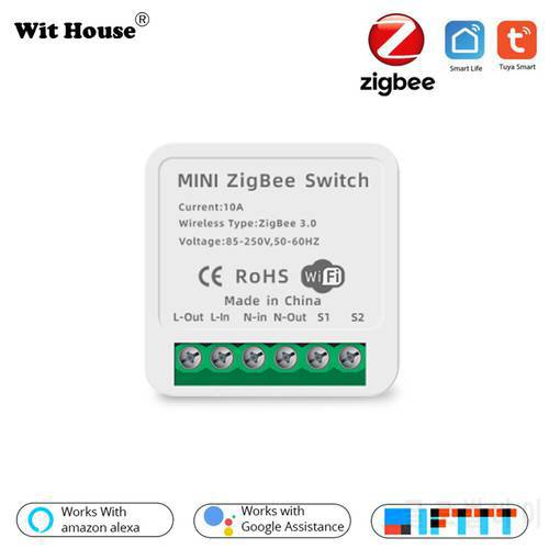 Tuya ZigBee 3.0 16A Mini Smart Wifi DIY Switch Supports 2 Way Control, Smart Home Automation Module,Works with Alexa Google