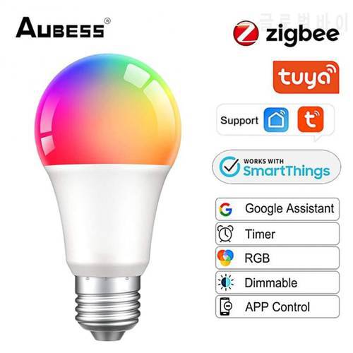 Aubess Zigbee LED Color Smart Light Bulb WiFi E27 Lamp Siri Voice Control Alexa Google Home Alice APP Remote Magic RGB White