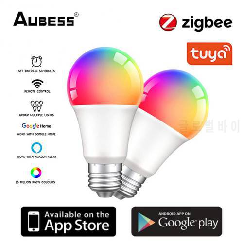 Zigbee Tuya WiFi RGB E27 LED Smart Light Bulb Colour Changing Lamp Voice Control Alexa Alice Google Home APP Remote Dimmable