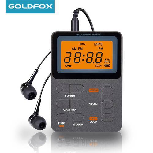 Portable AM/FM Radio Pocket Radio Mini Digital Tuning Walkman Radio with Stero Earphone LED Disaply MP3 Music Player
