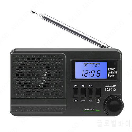 Rechargeable Pocket AM SW FM Radio Digital Portable TF USB Speaker Support Timed Sleep Headphones Alarm Clock FM Radios Receiver