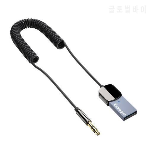 Essager Bluetooth 5.0 Aux Adapter Car Wireless Receiver USB to 3.5mm Jack Audio Music Mic Handsfree Car Kit Speaker Transmitter