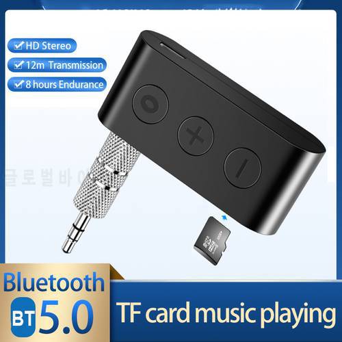 Bluetooth 5.0 Audio Receiver Aux Wireless Audio Adapter 3.5mm Audio Aux Reciver Support TF Card Call Handsfree For Car Headset