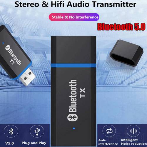 Bluetooth-compatible 5.0 Transmitter Adapter Mini Stereo AUX USB 3.5mm Jack Audio Adapter Suitable For TV PC Headset Car Adapter