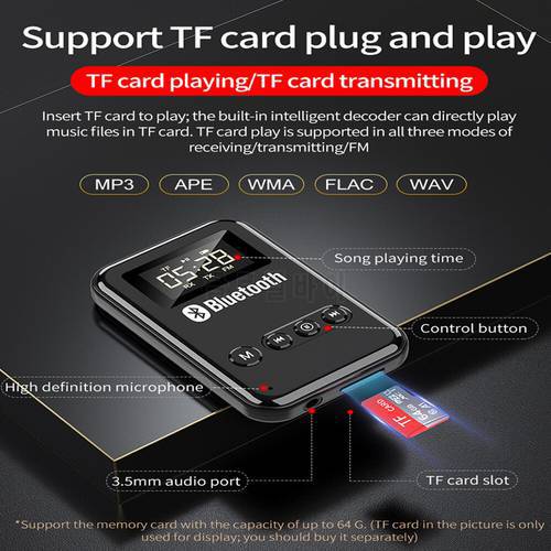 4 in 1 Bluetooth 5.0 Audio Receiver Bluetooth transmitter for TV PC Headphone 3.5mm Jack Aux Car FM transmitter Support TF Card