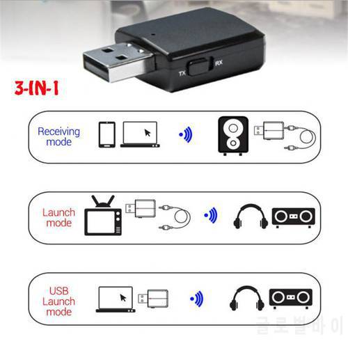 5.0 Bluetooth-compatible Receiver Wireless Audio Transmitter 3 IN 1 3.5 Mm AUX Jack Music Adapter Portable Receptor For Pc