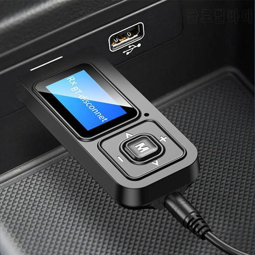 2 In 1 Bluetooth-compatible5.0 Adapter Wireless Audio Transmitter Receiver With LCD Screen For PC TV Car 3.5mm AUX Music Adapter