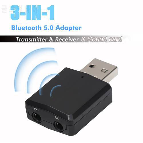 Portable 3 in 1 Bluetooth 5.0 Adapter Mini USB Transmitter Music Audio Receiver 3.5mm Stereo Wireless Dongle for TV PC Headphone