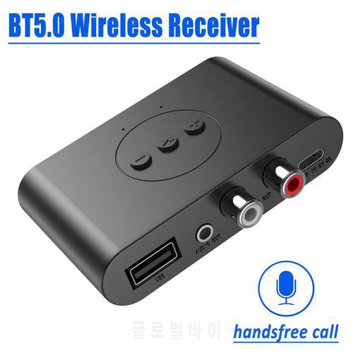Bluetooth 5.0 Audio Receiver U Disk RCA 3.5mm AUX Jack Stereo Wireless Adapter For Speaker Car Audio Transmitter Handsfree Call