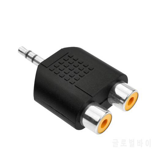 2pcs 3.5 male to 2 RCA female RCA plug audio adapter 3.5 male pairs of double Lotus female