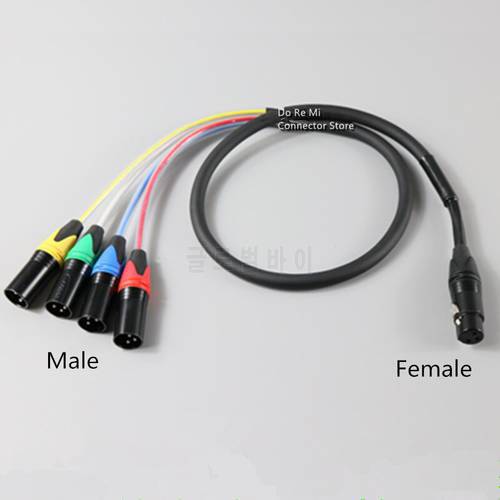 XLR 1 Female To 2Male 3Male 4Male Audio Extension Cable Microphone Y Audio Splitter Cord Line For Mixer Recorder XLR 3 Pin Male