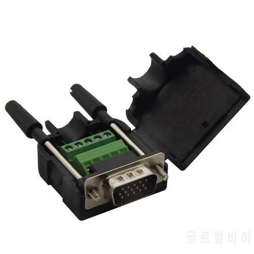 DB15 VGA male connector with back side screw connector and very short body lenght