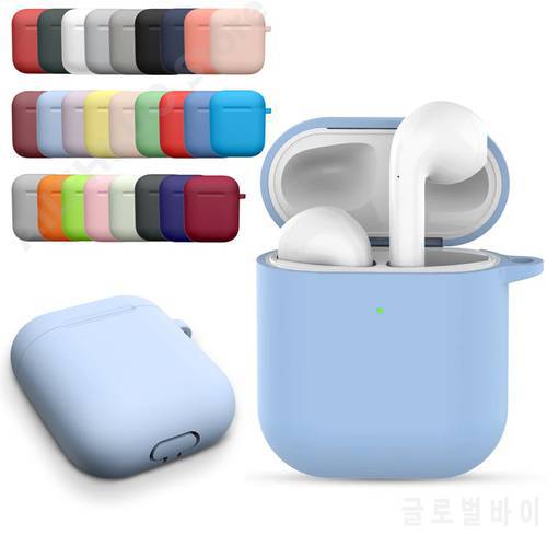 Silicone Case For Apple AirPods 2 Generation Wireless Bluetooth Earphone Protective Cover Air Pods 1 Case Accessories With Hook
