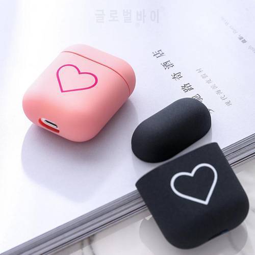 Protective Case Dust-proof Anti-fall Hard Matte Love Heart Bluetooth-compatible Earphone PC Protective Sleeve for AirPods 1/2