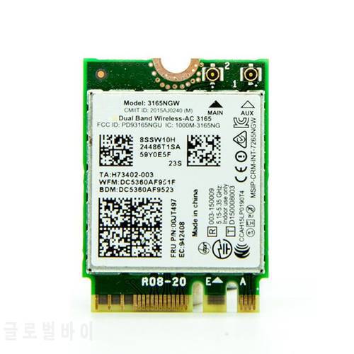 New for Intel Wireless-AC 3165 3165NGW 802.11AC WIFI Bluetooth 4.0 NGFF card for IBM Lenovo Thinkpad E460 E560 FRU: 00JT497