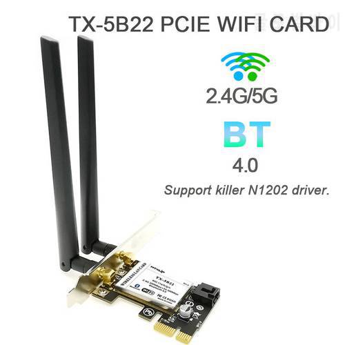 Atheros AR5B22 Dual Band 300Mbps PCI-E PCI Express X1 X16 Wireless WiFi Adapter card with Bluetooth 4.0 For Desktop PC