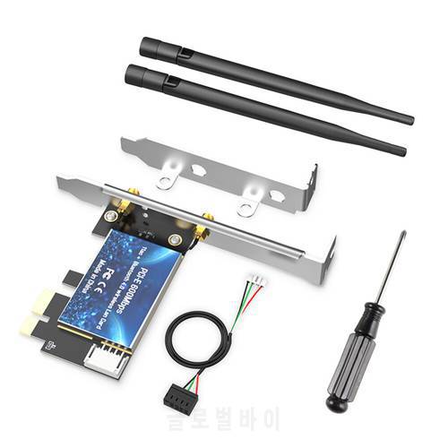 Wireless WIFI Network Card Dual Band 2.4G/5Ghz Bluetooth-Compatible Wireless WiFi Adapter PCIE LAN Card With Two Antennas For PC
