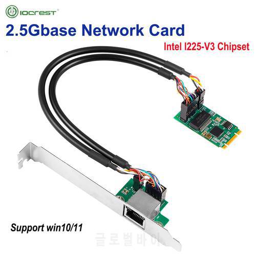 Intel I225 Chipset 2.5G 1 Port 2500Mbps M.2 b key M key to PCIe 2.5gb Gigabit Ethernet Card RJ45 LAN Controller Card for Server