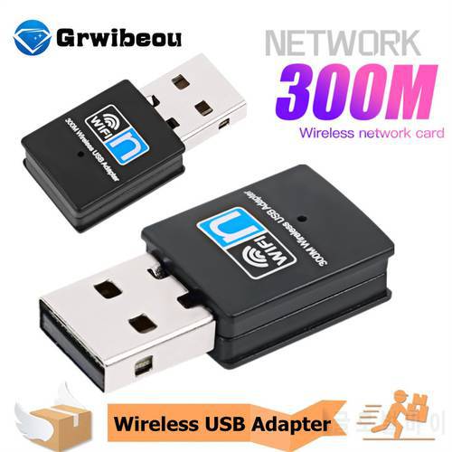 300Mbps USB Wifi Adapter Wireless Network Card 2.4GHz Wireless Dongle Adapter 802.11n Ethernet Receiver Support Mac Network Card