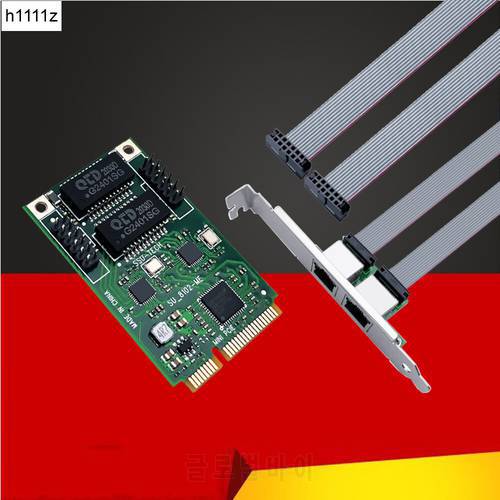 Mini PCIE to 2 Port RJ45 Network Card Network Adapter Internet Lan Adapter Ethernet Gigabit 10/100/1000Mbps ASM1182e Chip for PC