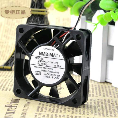 OriginalNMB 6cm 6015 5V0.12A 2406KL-01W-B29 Double ball bearing 3 wire silence cooling fan cooling fan