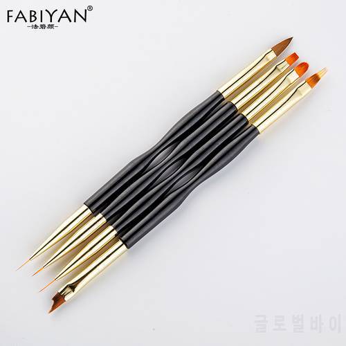 4pcs Nail Art Brush Pen Tips Line Extension Builder Acrylic Jagged Gradient French Round Flat Painting Draw Liner Manicure Tools