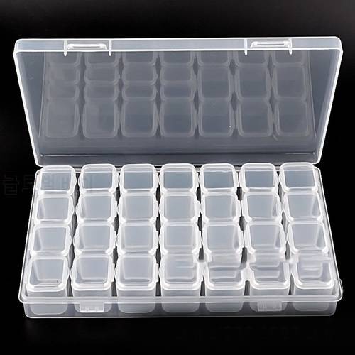 28 Grid Compartment Transparent Medicine Box Jewellery Packing Plastic Removable Box Nail Art Tool Storage Case