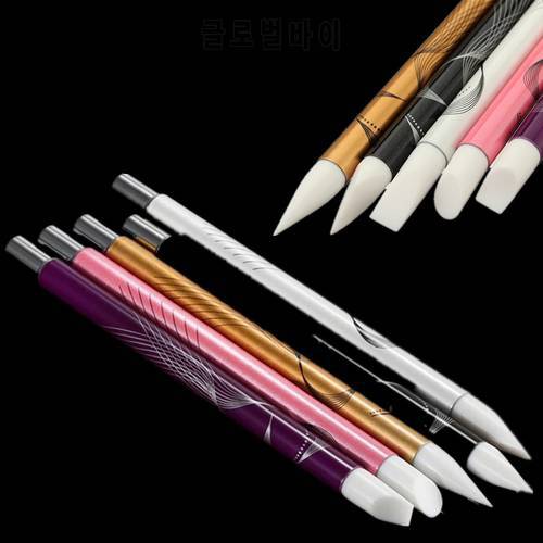 5Pcs Silicone Brush Sculpture Pen Carving Emboss Shaping Hollow Painting Polish Craft Nail Art Manicure Tool Set