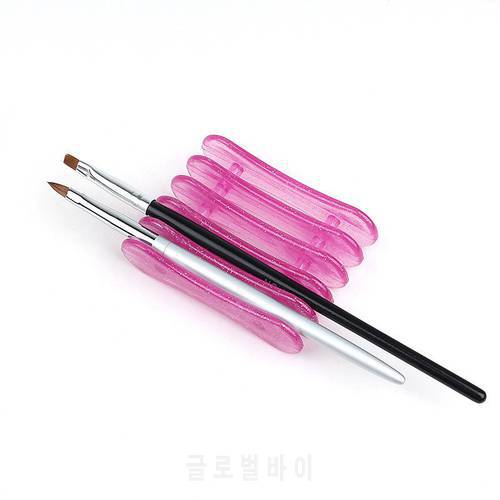 1Pc 5 Grids Empty Nails Art Pen Holder Brush Rack Carving Pattern UV Gel Crystal Pen Carrier Storage Salon Nail Art Tools