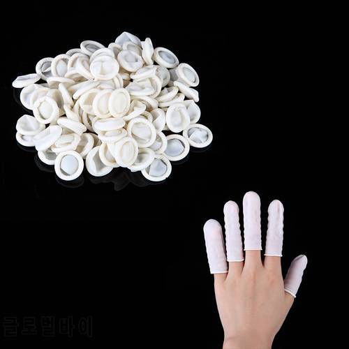 100Pcs/Bag White Nail Art Manicure Perdicure Latex Rubber Finger Cots Protector Gloves Tools