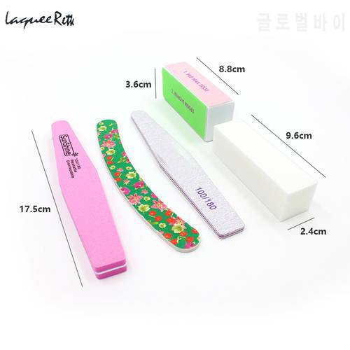 5pcs Professional Nail File Set Buffers Durable Buffing Grit Sand Block For Manicure Artificial Nails 100/180 Wood 80/80