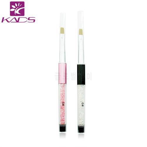 KADS 1pc SIZE 6 & 4 Nail Art Care Tools Crystal Gel Pen Brush Handle Nail Art Tool Pen Anti-Slip Handle Soft Hair
