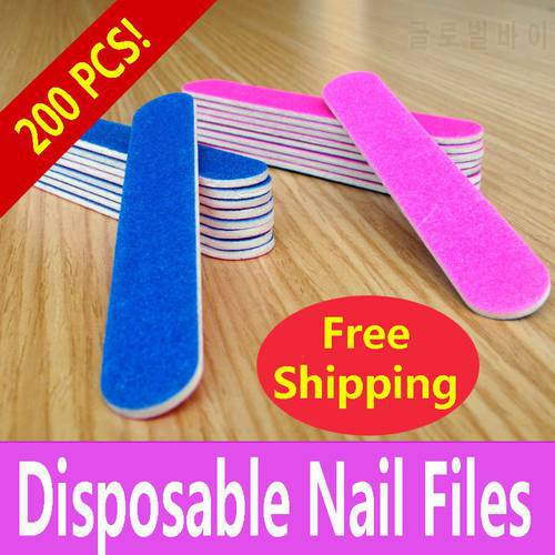 200pcs Professional Nail Files/Sandpaper Buffers Slim Crescent Grit 180/240 tools disposable cuticle remover callus polish pack