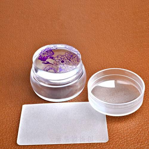 Nail Art Stamper Stamping Scraper With Cap Silicone Jelly Clear Transparent Template Tools Manicure Set