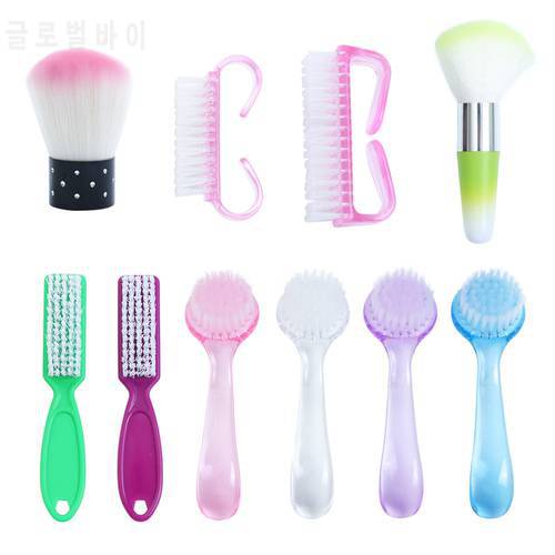 1pc Plastic Manicure Pedicure Brush Nail Cleaning Tools Soft Remove Dust Makeup Brushes Nail Care Accessories Random Color TR095