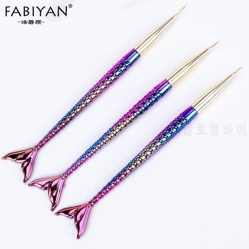 7/9/11mm Nail Art Brush Liner Line Stripe Fish Tail Gradient Pen Design Flower Tips Painting Drawing Acrylic UV Gel Polish Tools