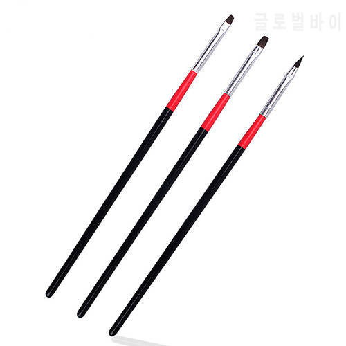 3 pieces/set Nail art pen Flat Painting Drawing Pen Red Soft and Professional Nail Brush Kit Set UV gel brushes Tool Set